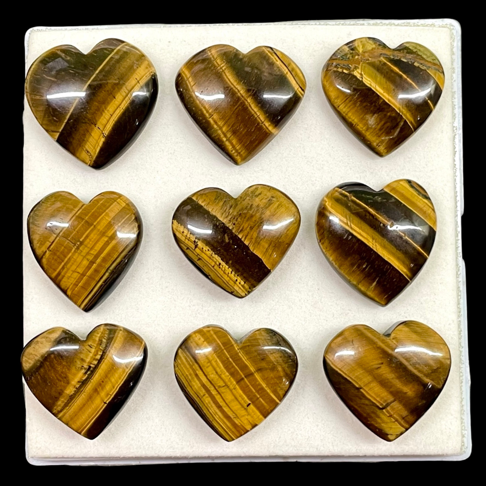9 Pcs Natural Tiger Eye 22-25mm Huge Heart Shape Pendant Size Gemstones Lot