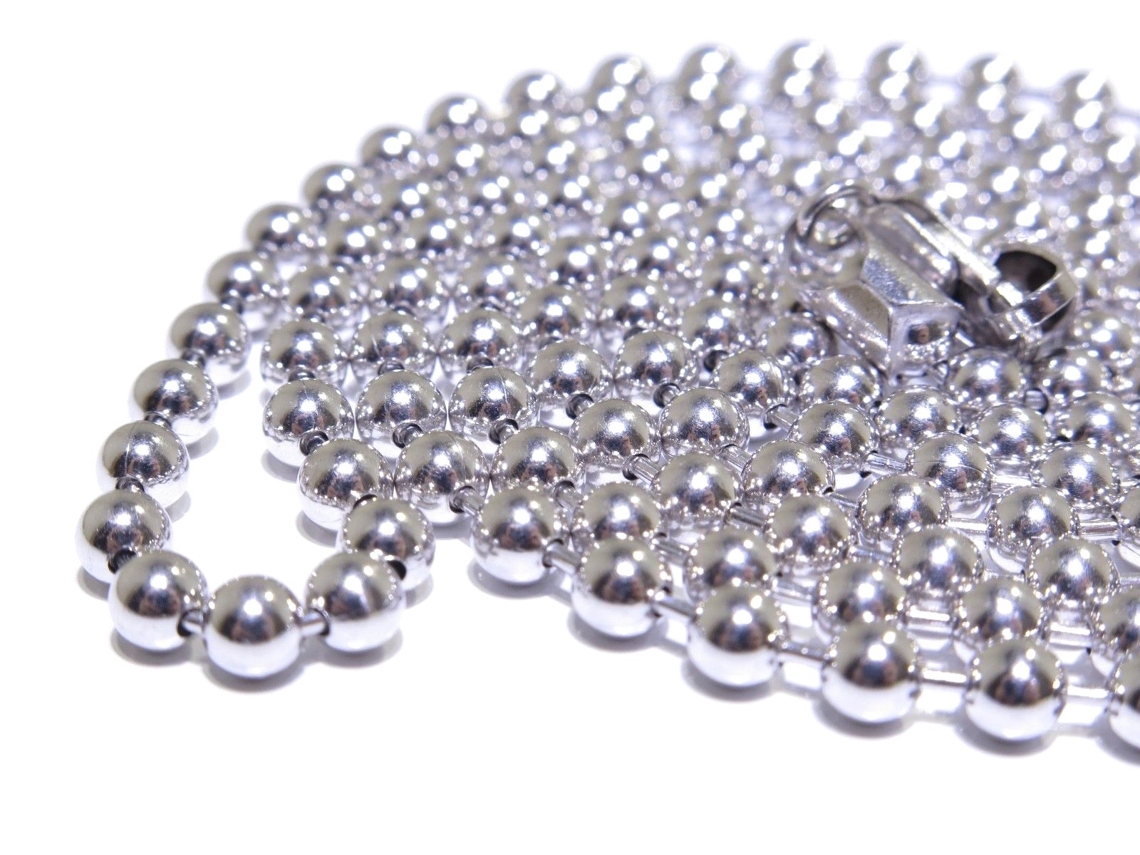 Mens Silver Round Bead Link Fancy 31.3 Gram Necklace Chain 3.97mm 36inches