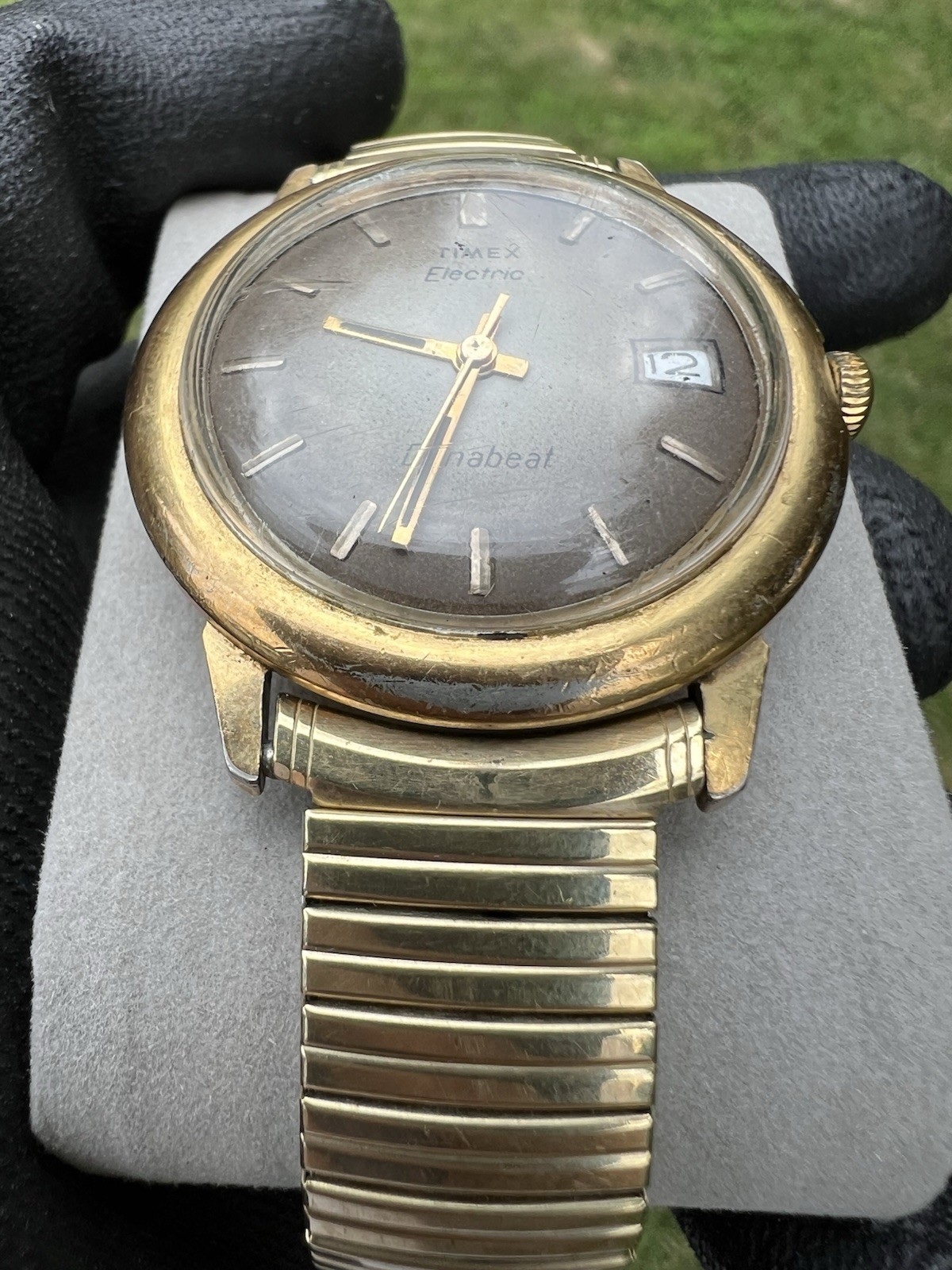 Vintage Timex Dynabeat Electric Expansion Bracelet Men’s Watch – Needs Battery