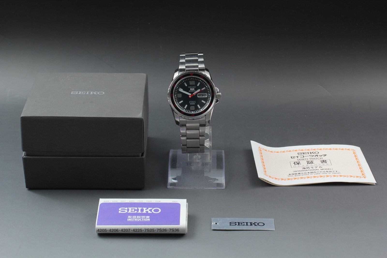 [Exc+5 Box] Seiko 5 Sports 7S36-03V0 40mm Black & Red Bezel Automatic Mens Watch