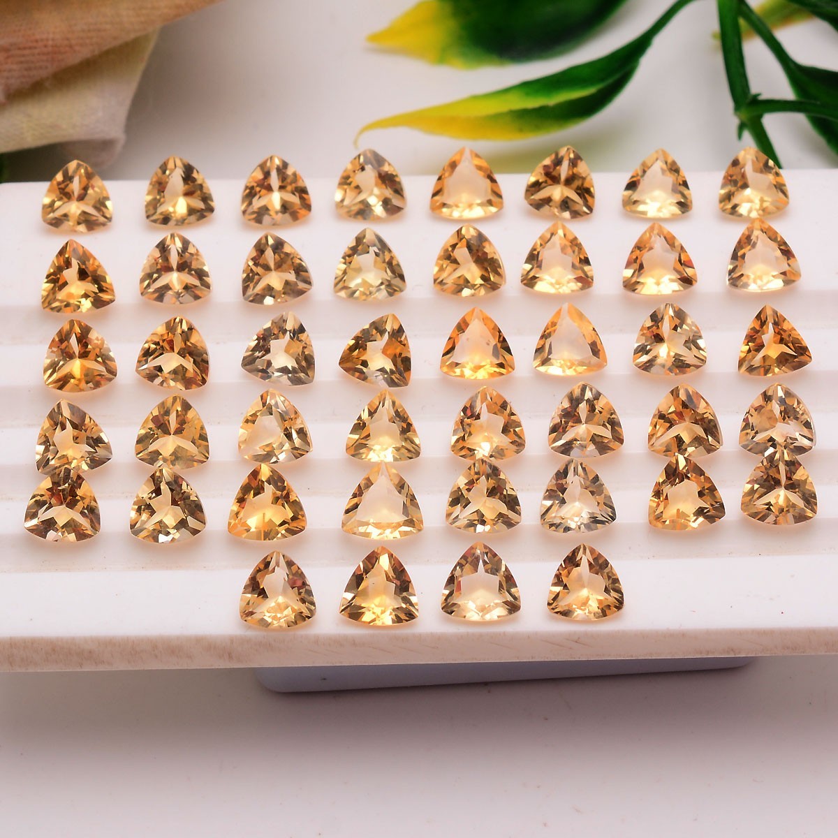 VVS 22 Pcs Natural Citrine 6mm Trillion Cut Dazzling Yellow Huge Loose Gemstones