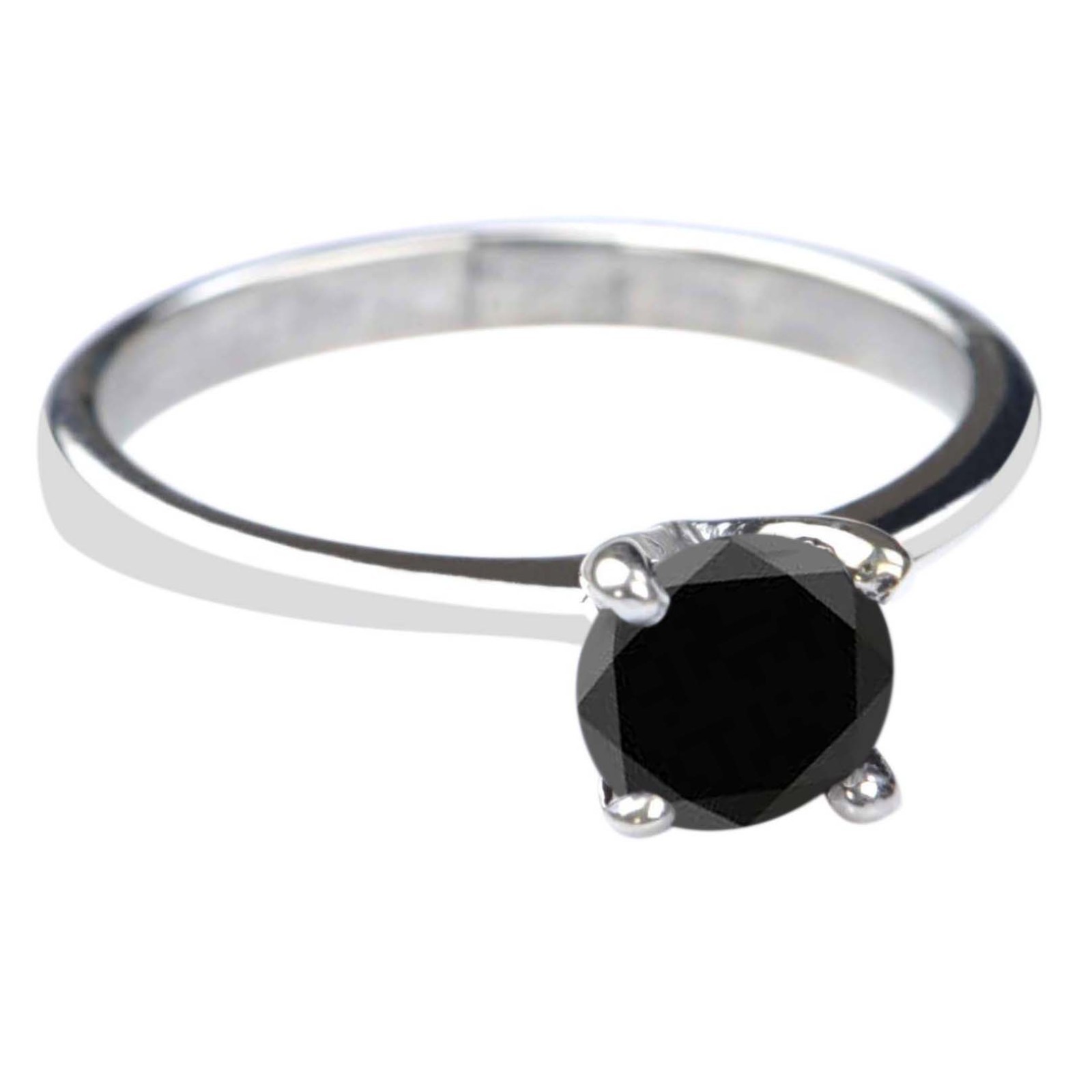 1.50 Cts. Natural Jet Black Certified Diamond Ring In 925 Silver – Tariffs Free