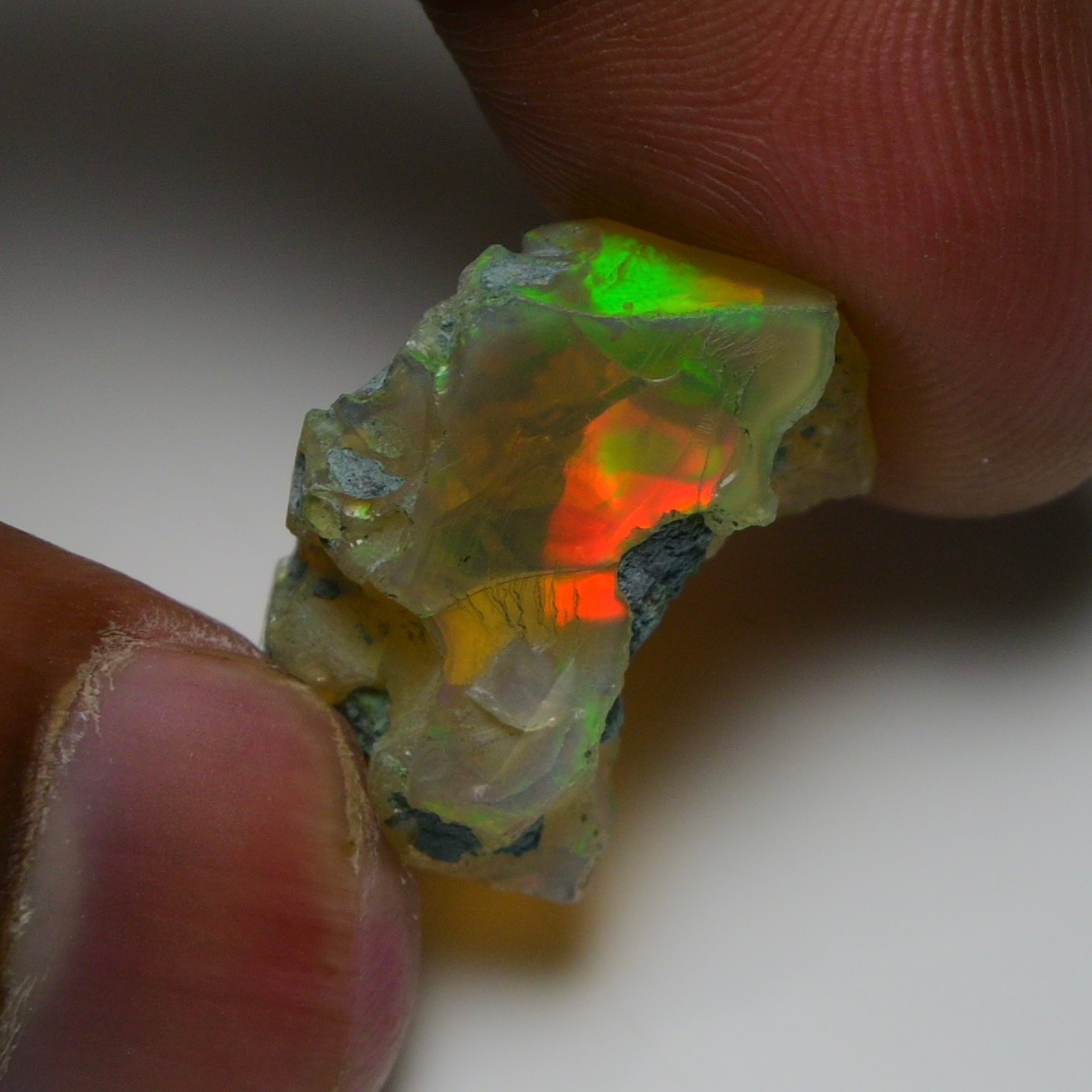 Jewelry Grade Black Opal Rough 13.90 Cts, Natural Ethiopian Raw, Neon Fire Opal