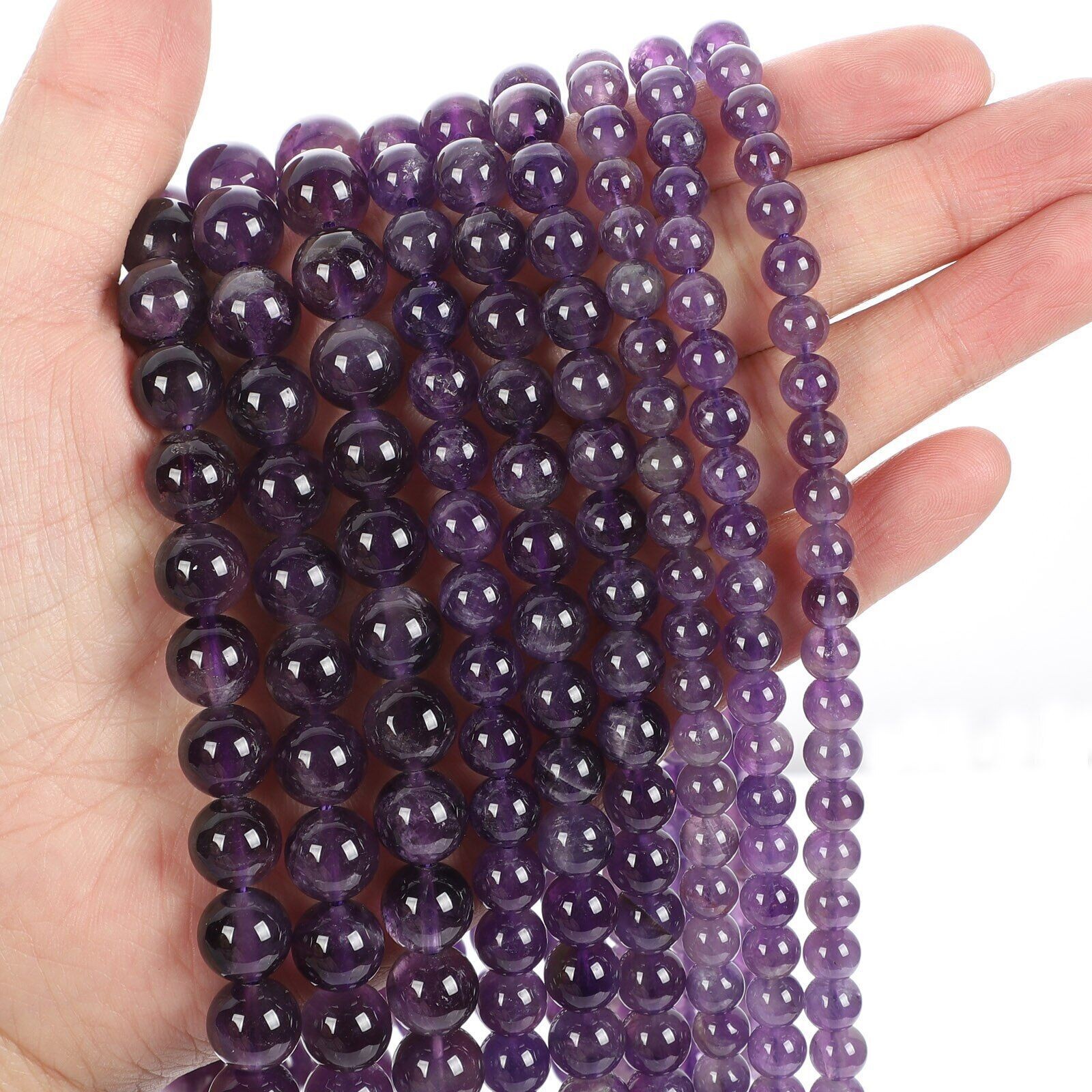 Natural-Gemstone Round Spacer Loose Beads Jewelry Making 4mm 6mm 8mm 10mm 12mm