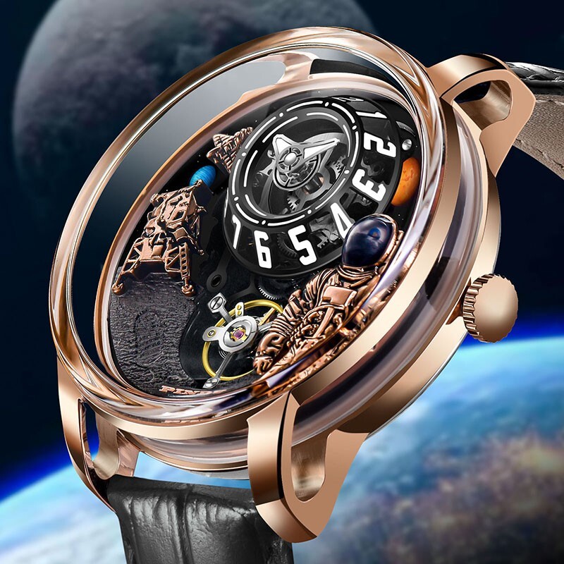 PINDU Men’s Automatic Watch 45.5mm Steel Sapphire Crystal 30M Waterproof Designe