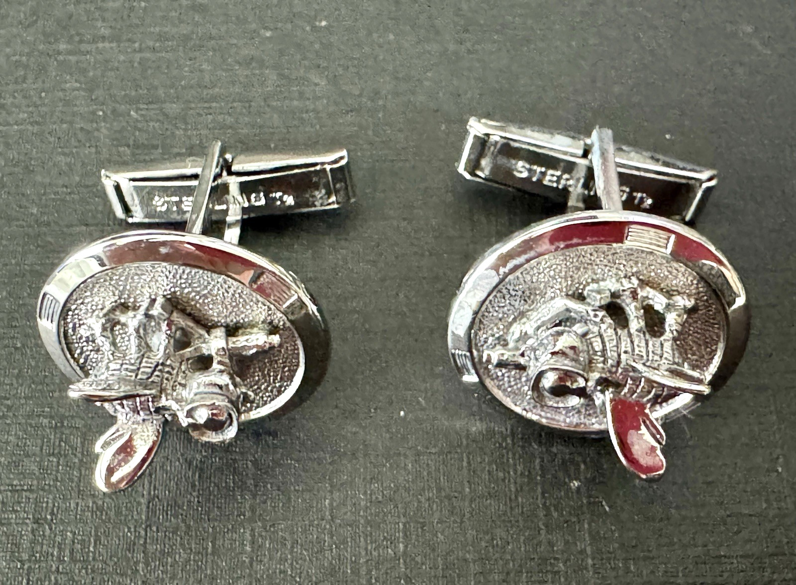Sterling Stamped, Kinney Signed, Vintage, 17,0 grams, Unisex Beetle Cufflinks Se