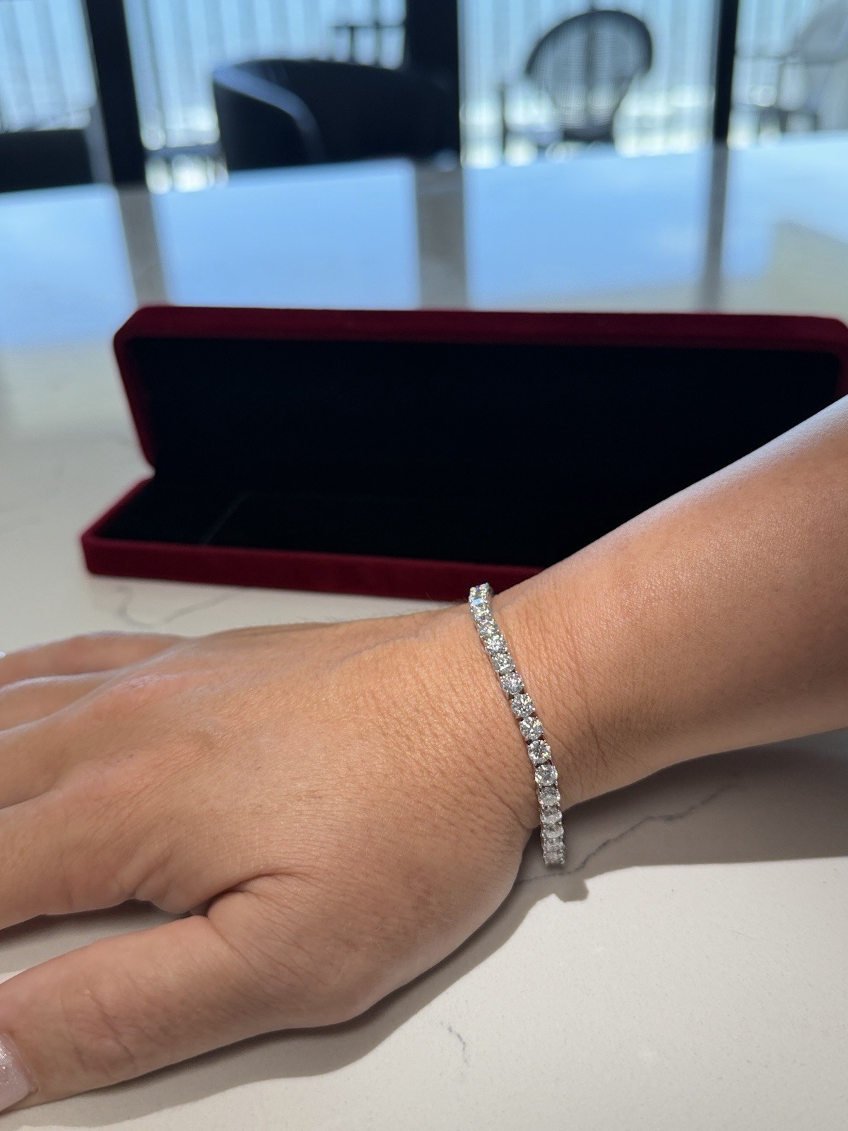 VVS1 GRA Certified Moissenite Tennis Bracelet Silver, Round 7″ 4MM