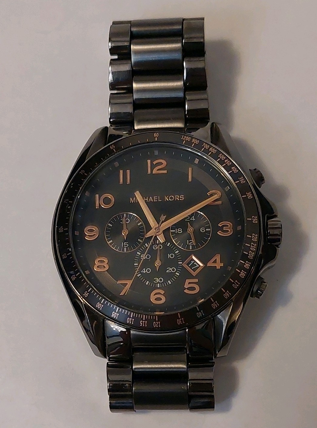 Michael Kors Gunmetal+Rose Gold Stainless Steel Watch MK-8255 – Perfect Working