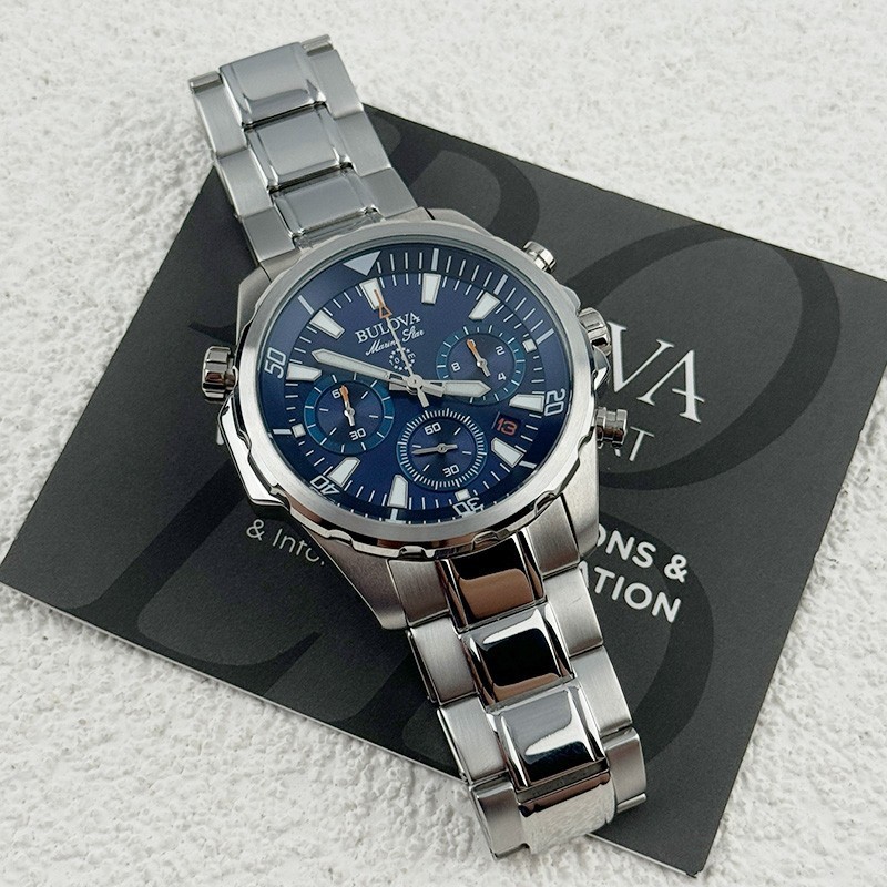 Bulova Marine Star 96B256 Blue Dial Men’s Chronograph Quartz Watch 43mm