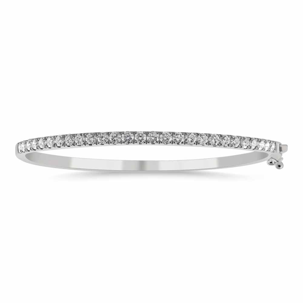Sterling Silver 0.62Ct Lab Grown Diamond Fashion Bangle Bracelet 6.5″ For Women