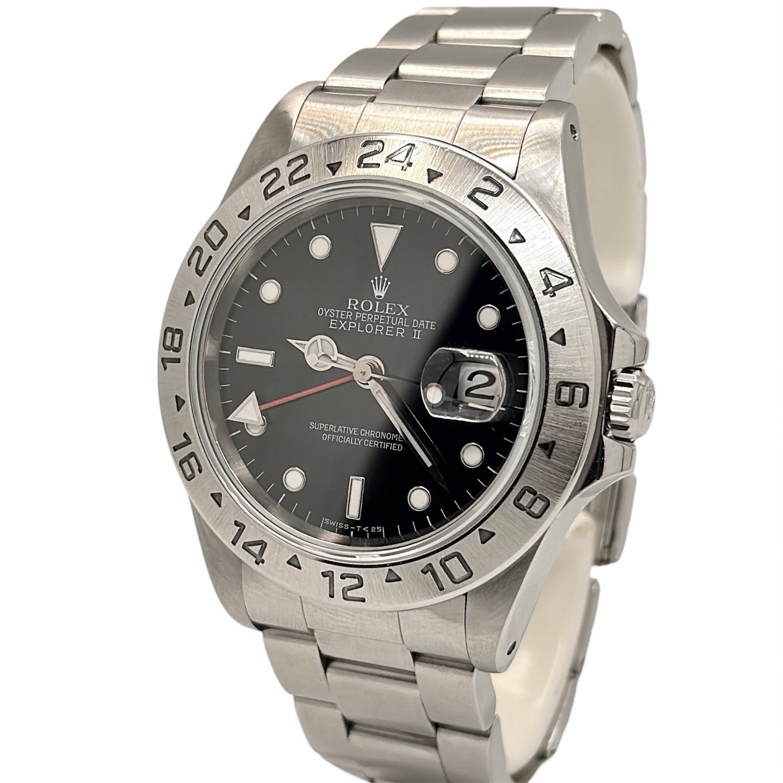 ROLEX EXPLORER II 16570 40mm Oyster GMT Automatic Black “SWISS-T” Tritium Dial